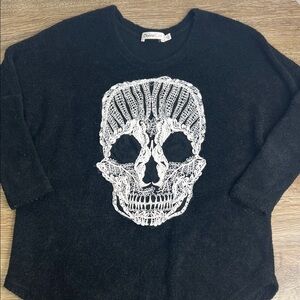 Sunny Girl Black Skull Graphic Knit Sweater – Size Small